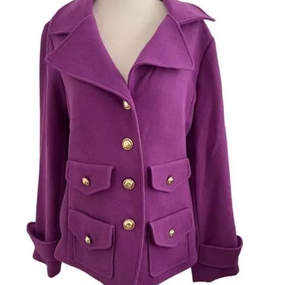 Joan Rivers Jackets & Blazers - Joan Rivers Fuschia Gold Button Suit Jacket NWOT